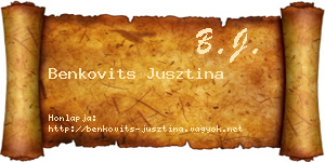 Benkovits Jusztina névjegykártya